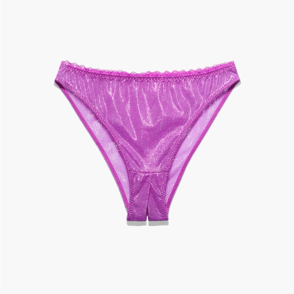 Savage X Fenty Juicy Purple Crotchless High-Leg Bikini Mesh Panty